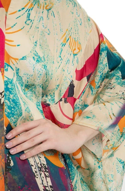 Saachi Abstract Floral Duster In Orange Multi