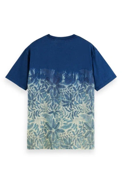 Shop Scotch & Soda Washed Indigo Degrade Cotton Graphic T-shirt In Navy