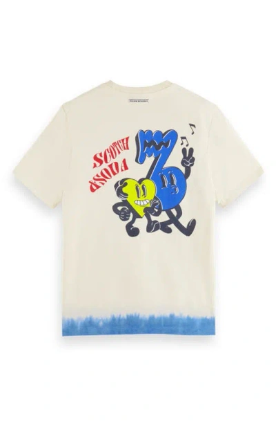 Shop Scotch & Soda Amsterdam Beat Cotton Graphic T-shirt In Medium Beige