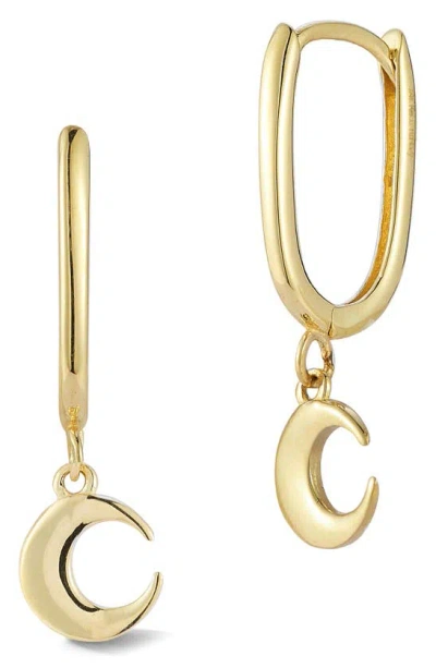 Shop Ember Fine Jewelry Moon Charm Huggie Hoop Earrings In 14k Gold