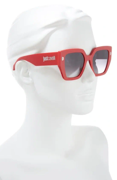 Shop Just Cavalli 53mm Oversize Square Sunglasses In Red Red Smoke