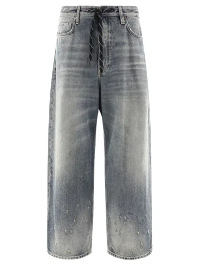 Shop Balenciaga Jeans With Drawstring In Blue