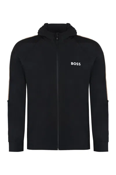 Shop Hugo Boss Boss Boss X Matteo Berrettini - Full Zip Hoodie In Black