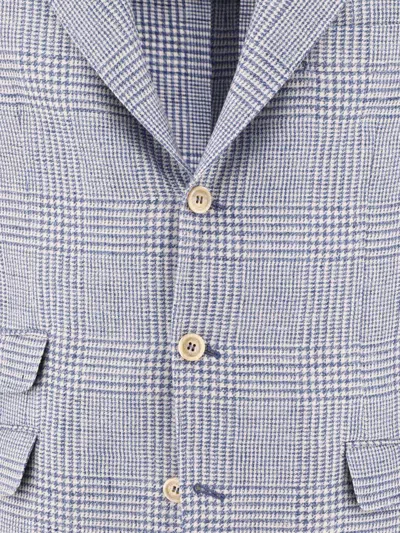 Shop Brunello Cucinelli Prince Of Wales Deconstructed Blazer In Blue