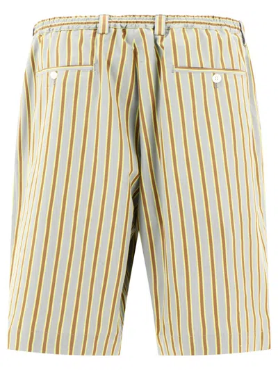 Shop Marni Striped Poplin Shorts In Grey