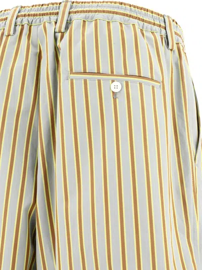 Shop Marni Striped Poplin Shorts In Grey