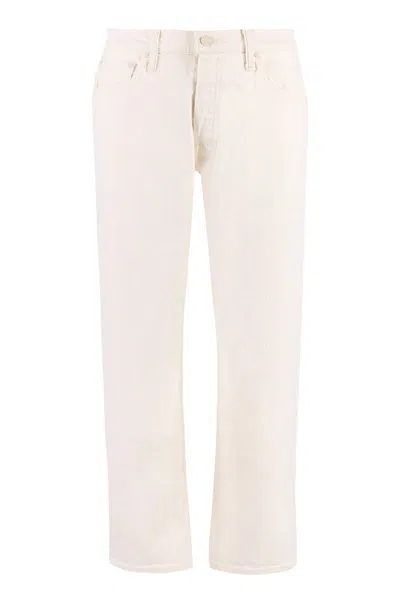 Shop Mother The Ditcher Cropped Trousers In Panna