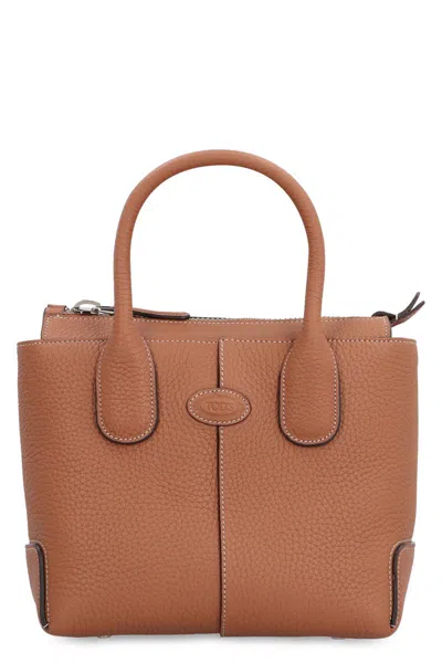 Shop Tod's Di Smooth Leather Tote Bag In Saddle Brown