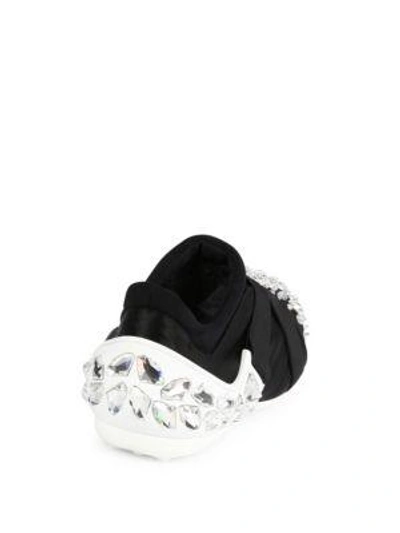 Shop Miu Miu Swarovski Crystal Cap Toe Sneakers In Black