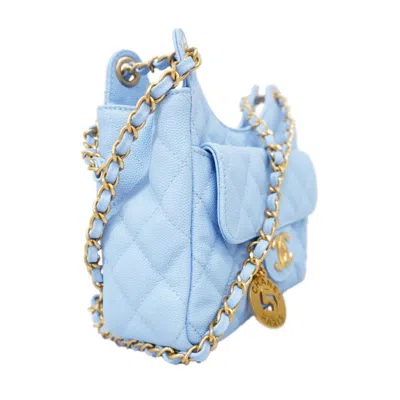 Pre-owned Chanel Matelassé Blue Leather Shoulder Bag ()