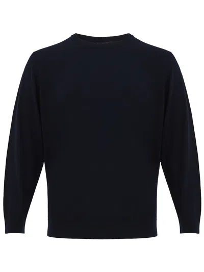 Shop Colombo Elegant Blue Wool Round Neck Men's Sweater