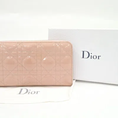 Shop Dior Cannage/lady Pink Patent Leather Wallet  ()
