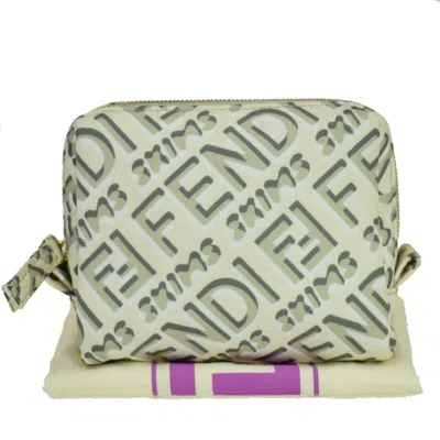 Shop Fendi White Canvas Clutch Bag ()