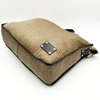 Shop Fendi Zucchino Brown Synthetic Shoulder Bag ()