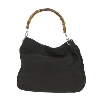 Pre-owned Gucci Bamboo Brown Canvas Shoulder Bag ()