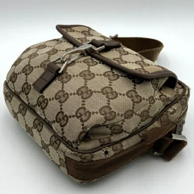 Shop Gucci Jackie Brown Canvas Shoulder Bag ()