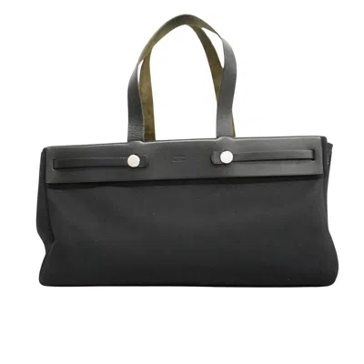 Shop Hermes Hermès Ale Black Canvas Tote Bag ()