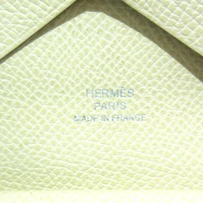 Shop Hermes Hermès Calvi Green Leather Wallet  ()