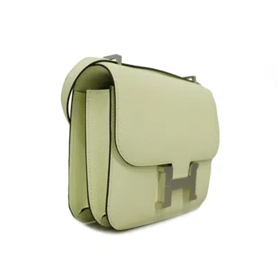 Shop Hermes Hermès Constance Green Leather Shoulder Bag ()