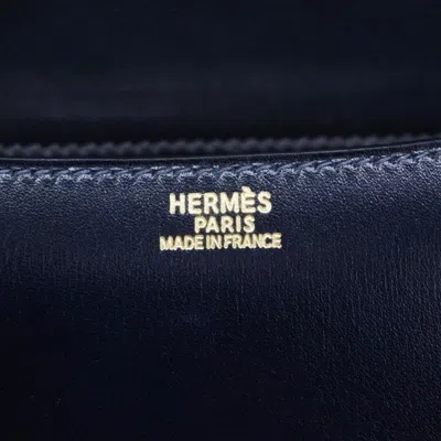 Shop Hermes Hermès Constance Navy Leather Shoulder Bag ()