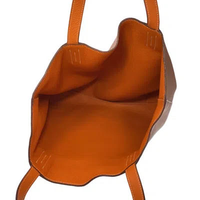 Shop Hermes Hermès Double Sens Brown Leather Tote Bag ()
