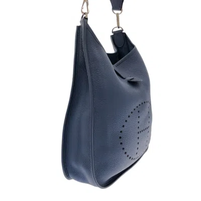Shop Hermes Hermès Evelyn Blue Leather Shoulder Bag ()