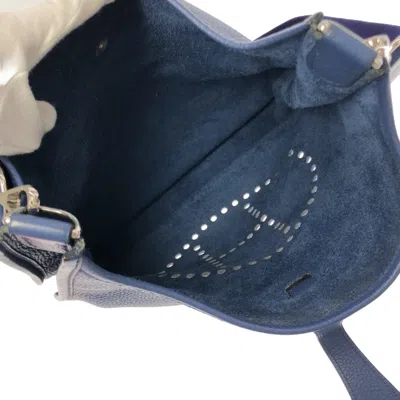 Shop Hermes Hermès Evelyn Blue Leather Shoulder Bag ()