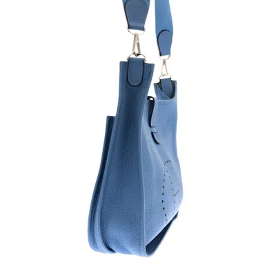Shop Hermes Hermès Evelyne Blue Leather Shoulder Bag ()