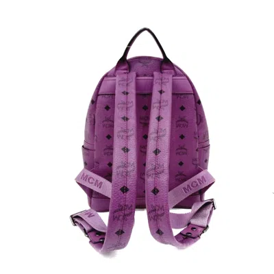 Shop Mcm Visetos Purple Leather Backpack Bag ()
