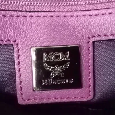 Shop Mcm Visetos Purple Leather Backpack Bag ()