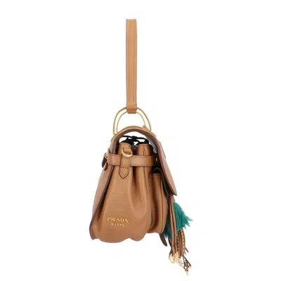 Shop Prada Corsaire Brown Leather Shoulder Bag ()