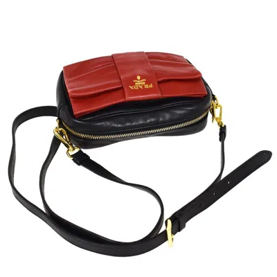 Shop Prada Ribbon Black Leather Shoulder Bag ()