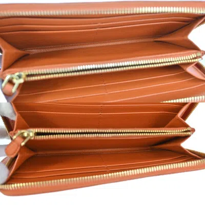Shop Prada Saffiano Orange Leather Wallet  ()