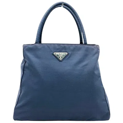Shop Prada Tessuto Blue Synthetic Tote Bag ()