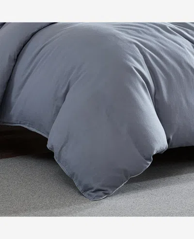 Shop Kenneth Cole Organic Cotton Grey Duvet Cover Set In Open Dark Grey