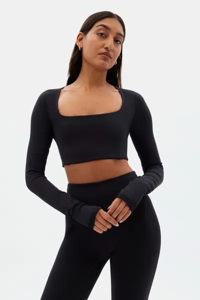 Shop Girlfriend Collective Black Kinsley Seamed Top