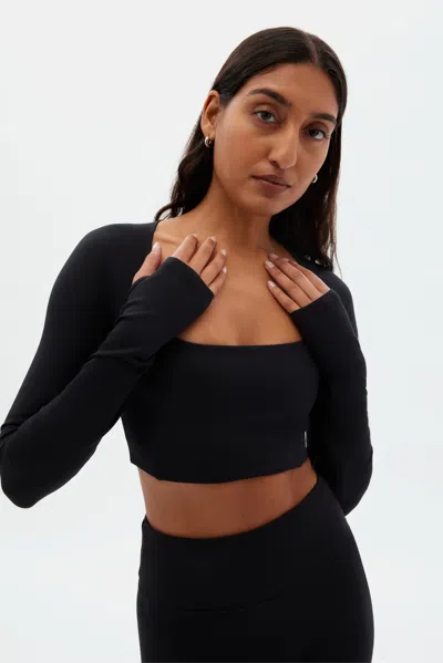 Girlfriend Collective Black Kinsley Seamed Top