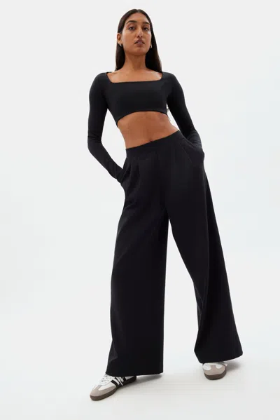 Shop Girlfriend Collective Black Luxe Wide Leg Pant