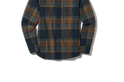Grayers Portland Heavy Flannel Shirt In Navy Teal Orange In Multi