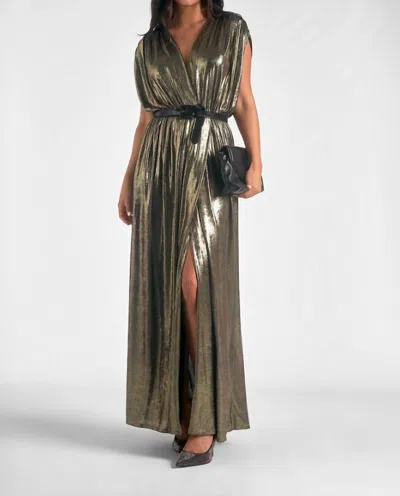 Shop Elan High Slip Sleeveless Maxi Dress In Gold