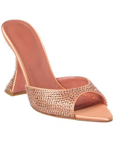 Shop Amina Muaddi Caroline Crystal 95 Satin Sandal In Gold