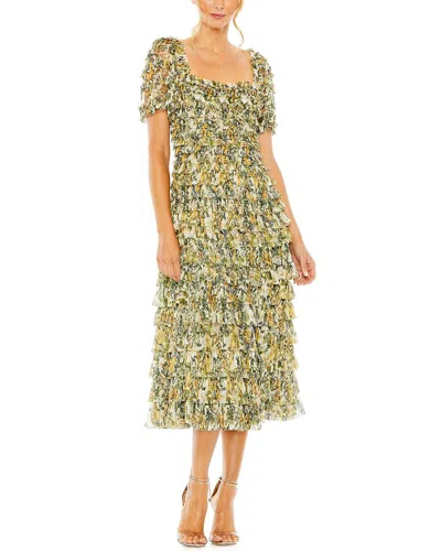 Shop Mac Duggal Micro Ruffle Teal Length Dress In Multi
