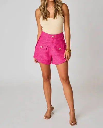 Shop Buddylove Tweed High-waisted Shorts In Pink