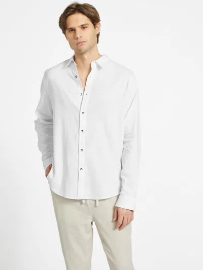 Shop Guess Factory Eco Rome Linen Shirt In White