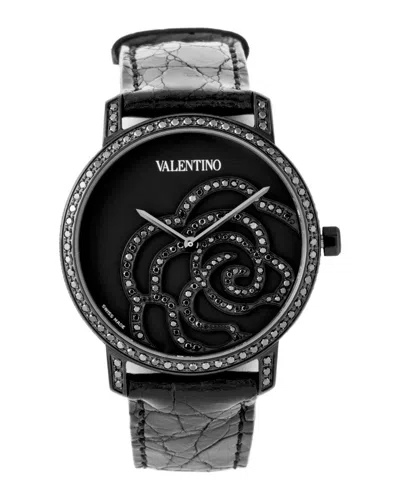 Shop Valentino Women's Diamond Watch In Black