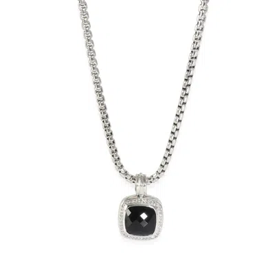 Shop David Yurman Albion Onyx Pendant On A Box Chain In Sterling Silver 0.25 Ctw In Black