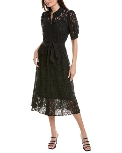 Shop Anne Klein Corded Lace Shirtdress In Black