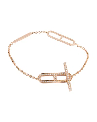 Shop Hermes Hermès Ever Chaine D'ancre Bracelet, Small Model In 18kt Rose Gold 0.37ctw In Grey