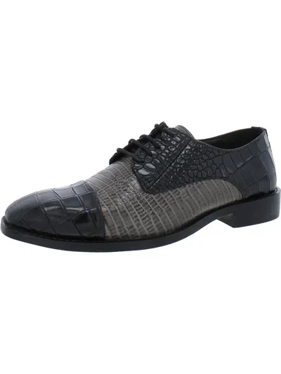 Shop Stacy Adams Talarico Mens Leather Embossed Cap Toe Oxfords In Black