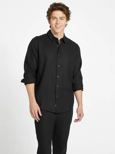 Shop Guess Factory Eco Rome Linen Shirt In Black